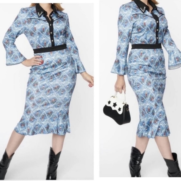 Unique Vintage Dresses & Skirts - Unique Vintage Western Print Dress